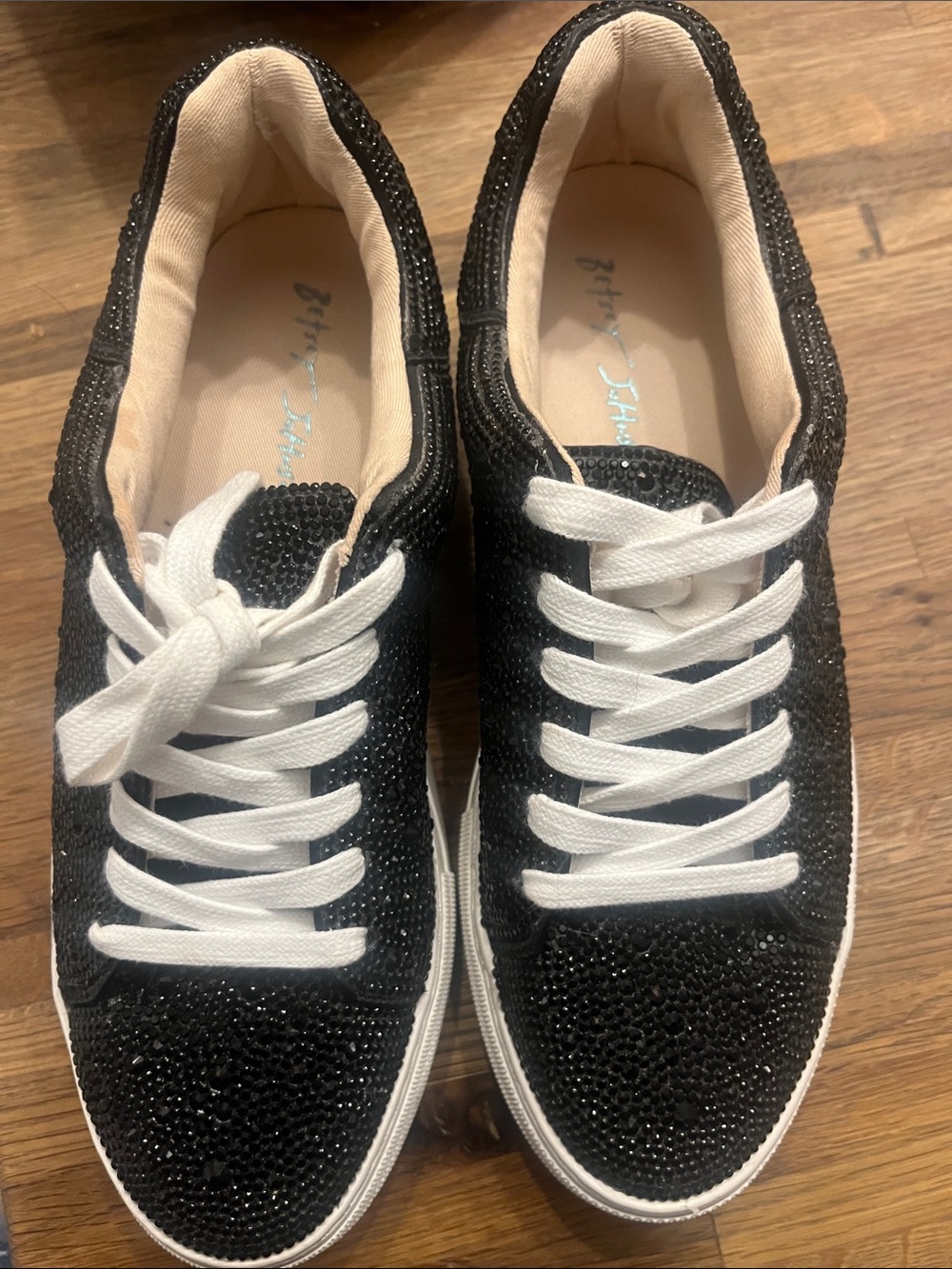 Betsey Johnson Black Crystal Slip-On Sneakers